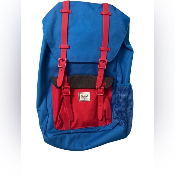Herschel Little America Youth Imperial Blue Red/Black Crosshatch Backpack - Picture 1 of 2